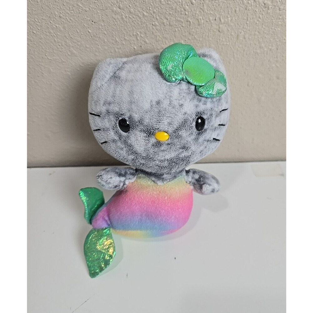 Ty Sanrio Hello Kitty Mermaid Rainbow Shiny Tail Soft Plush Stuffed Doll 7"
